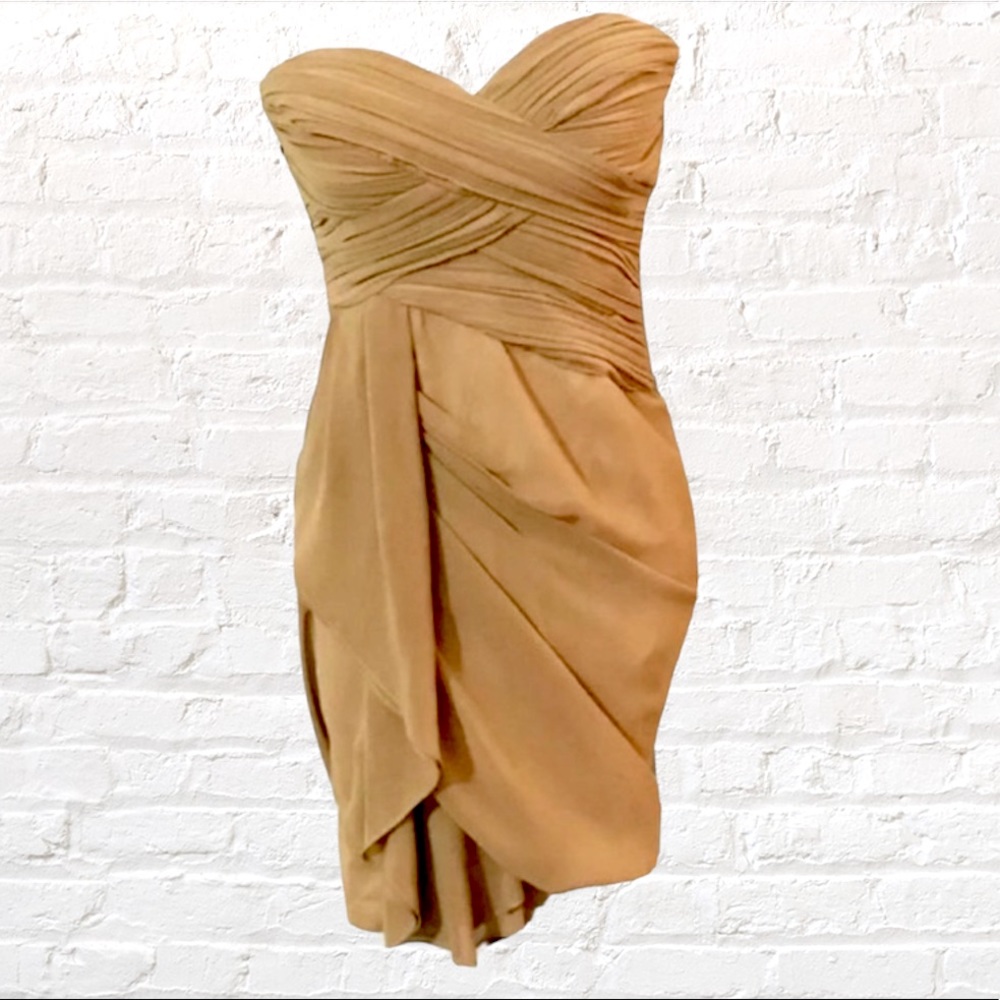 Minuet Petite Strapless Tan Dress